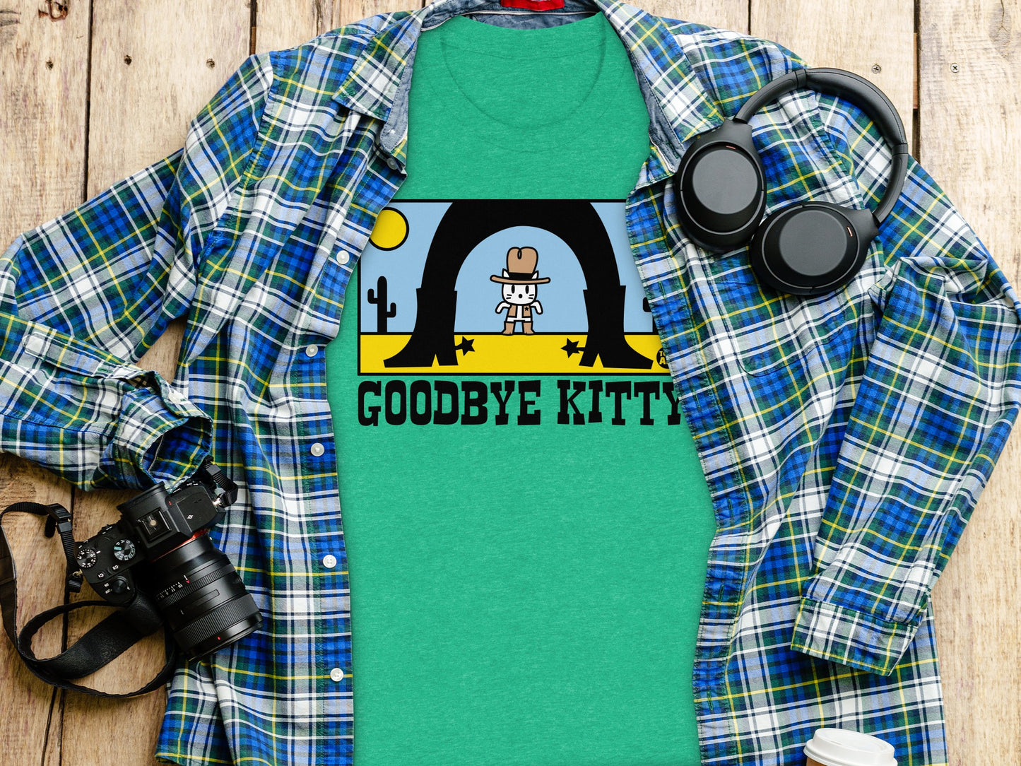 Goodbye Kitty Cowboy Graphic Tee Shirt