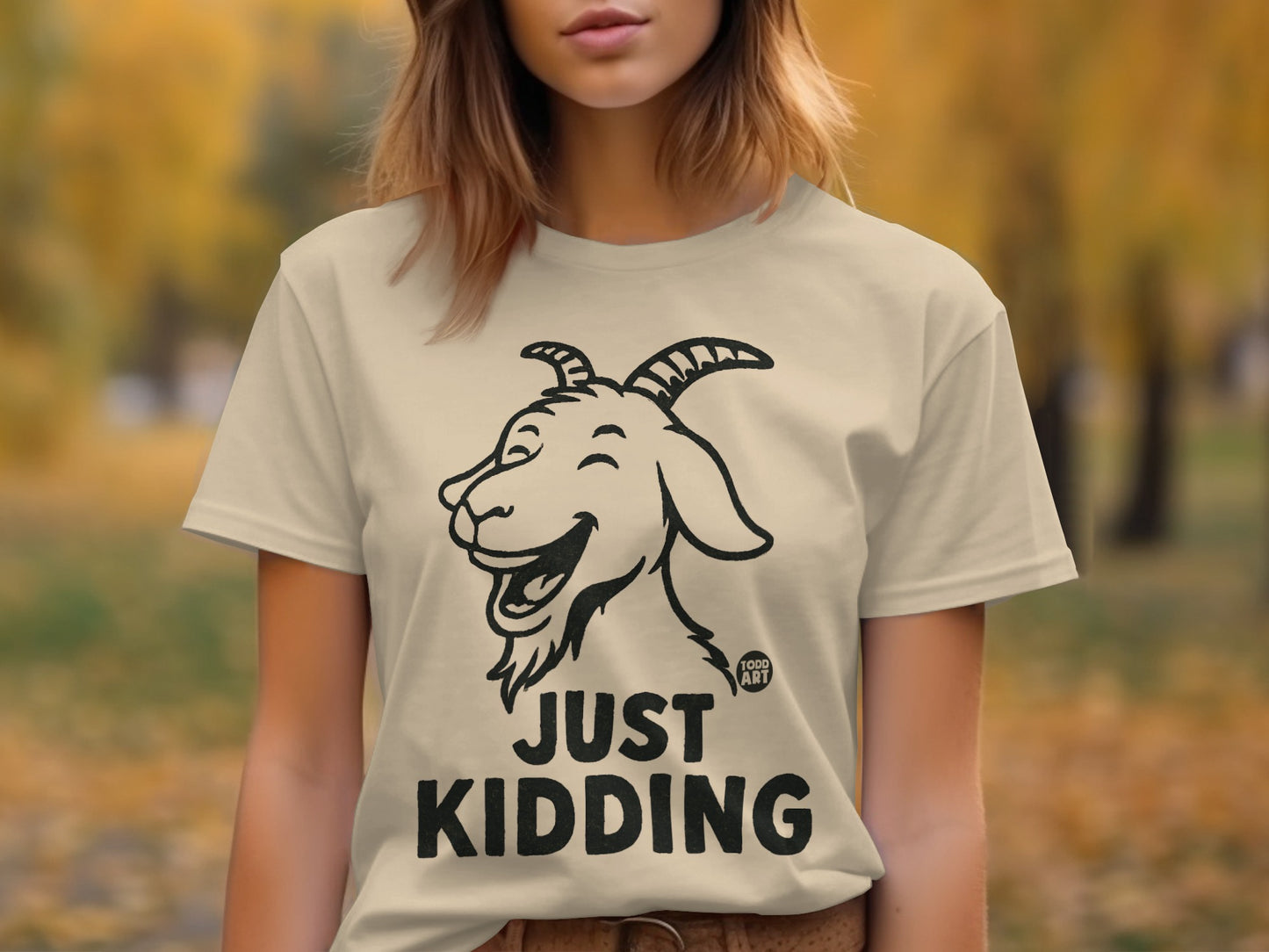 Just Kidding Goat Graphic T-Shirt for Humorous Style