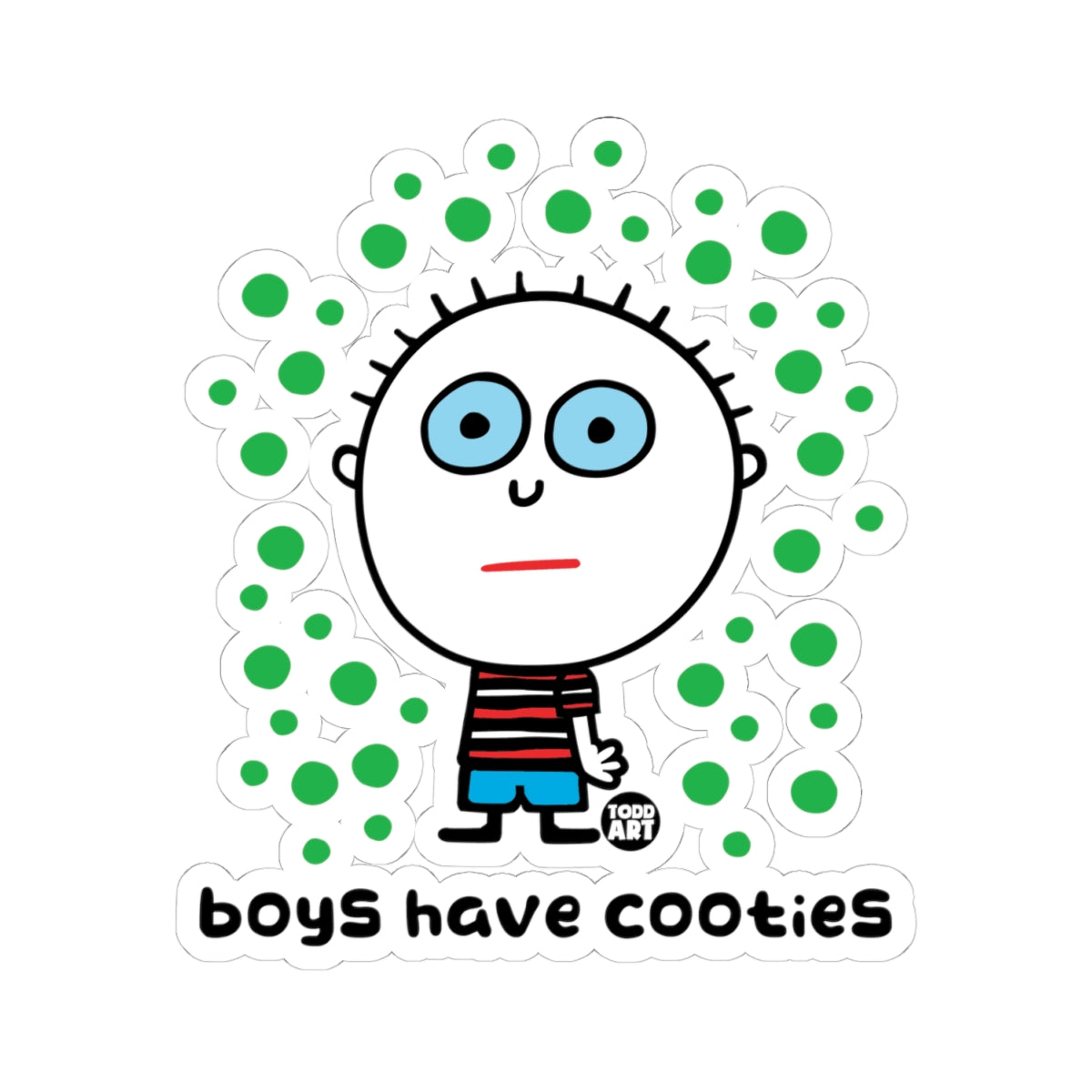 Green Alien Boy Loves Cookies Todd Art Sticker