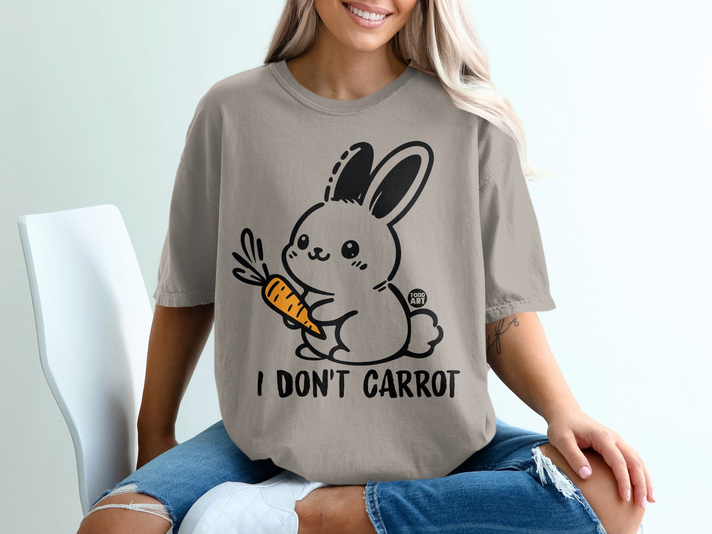 Cute Bunny I Don't Carrot Graphic Tee Shirt