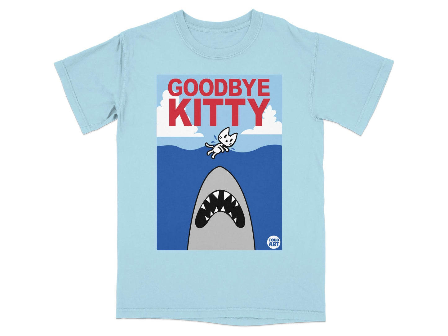 Goodbye Kitty Funny Shark Graphic T-Shirt for Adults