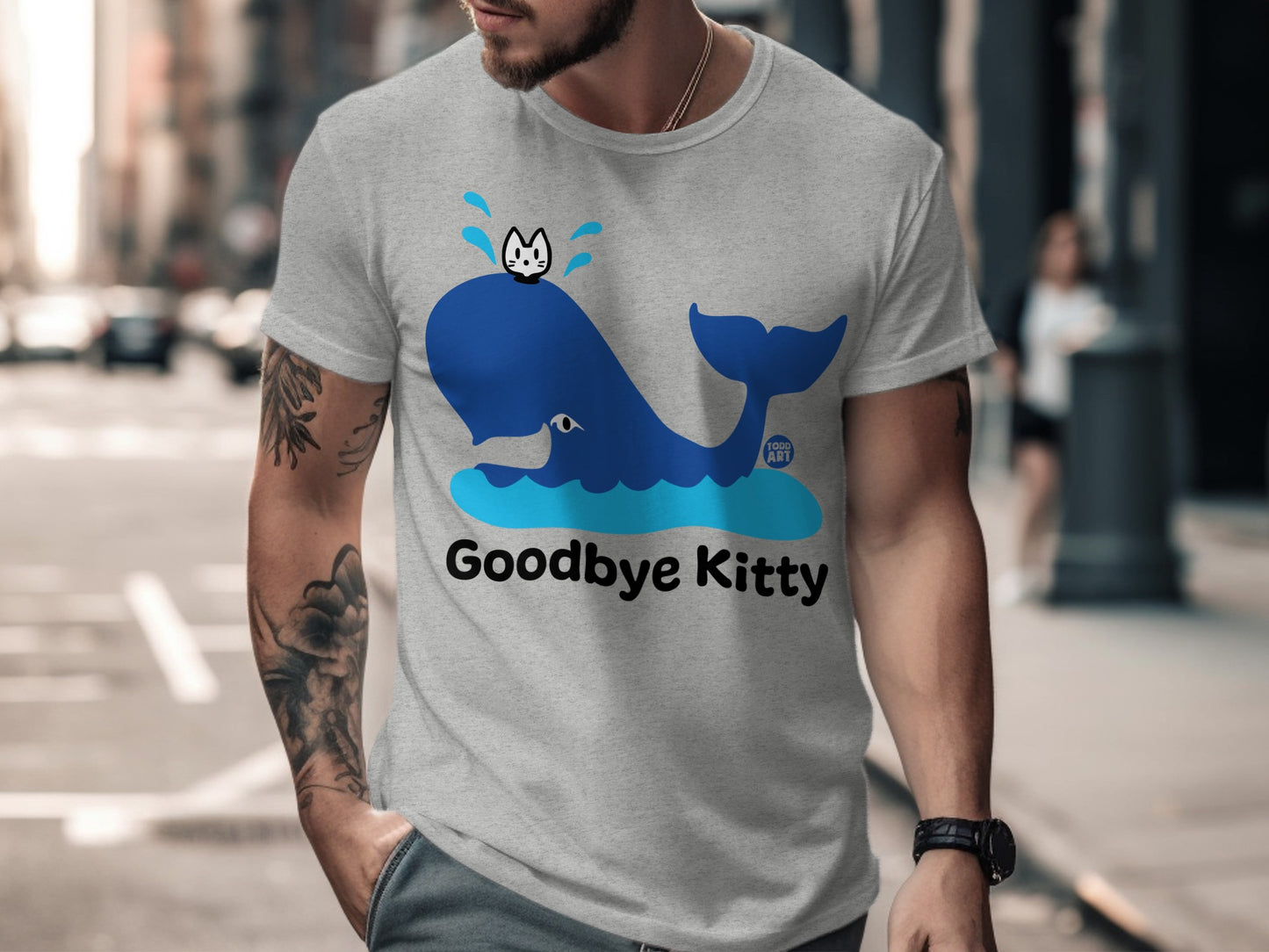 Goodbye Kitty T-Shirt Cute Whale Cat Graphic Shirt