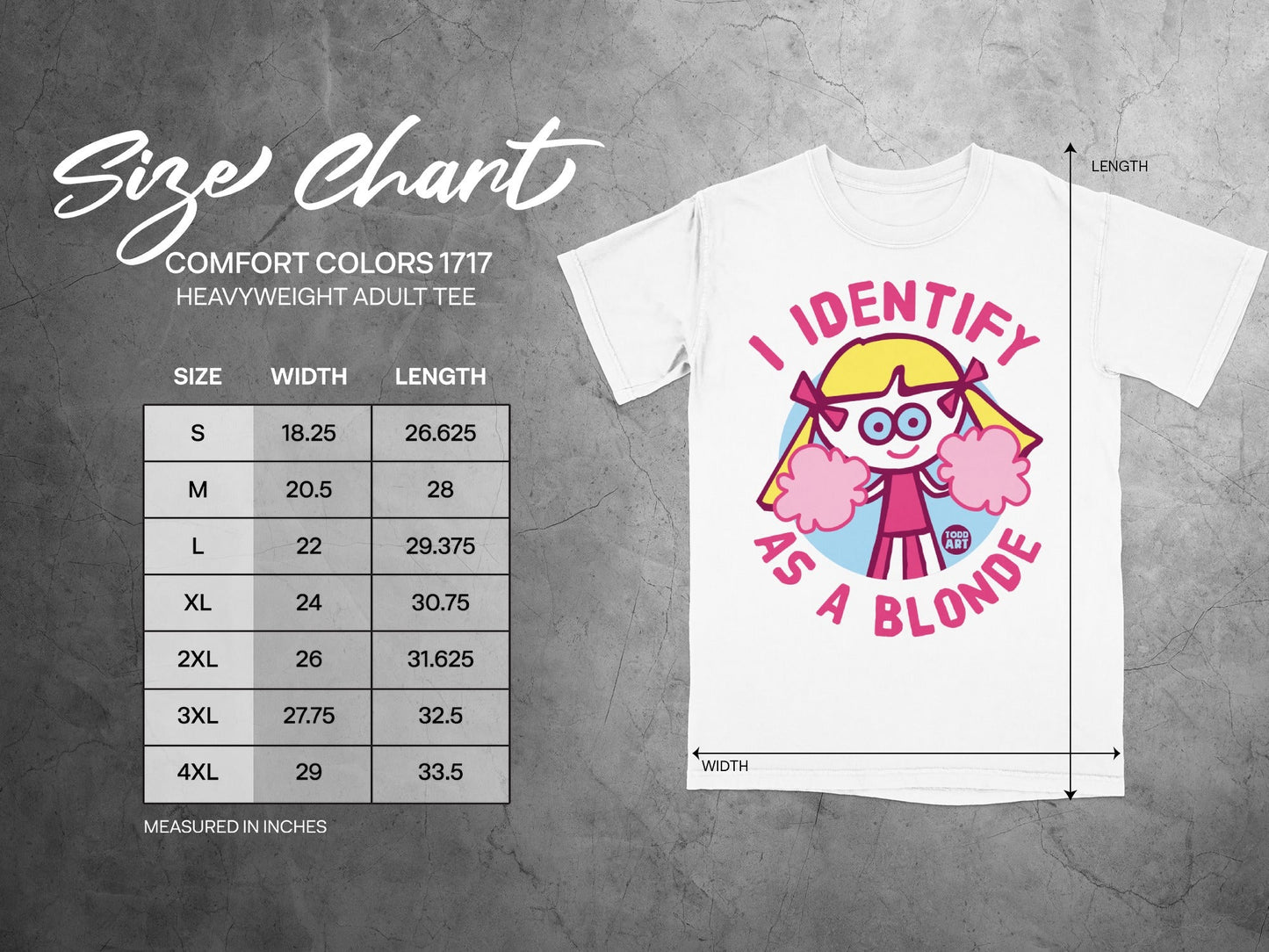 I Identify As A Blonde Tee for Comfort Colors 1717