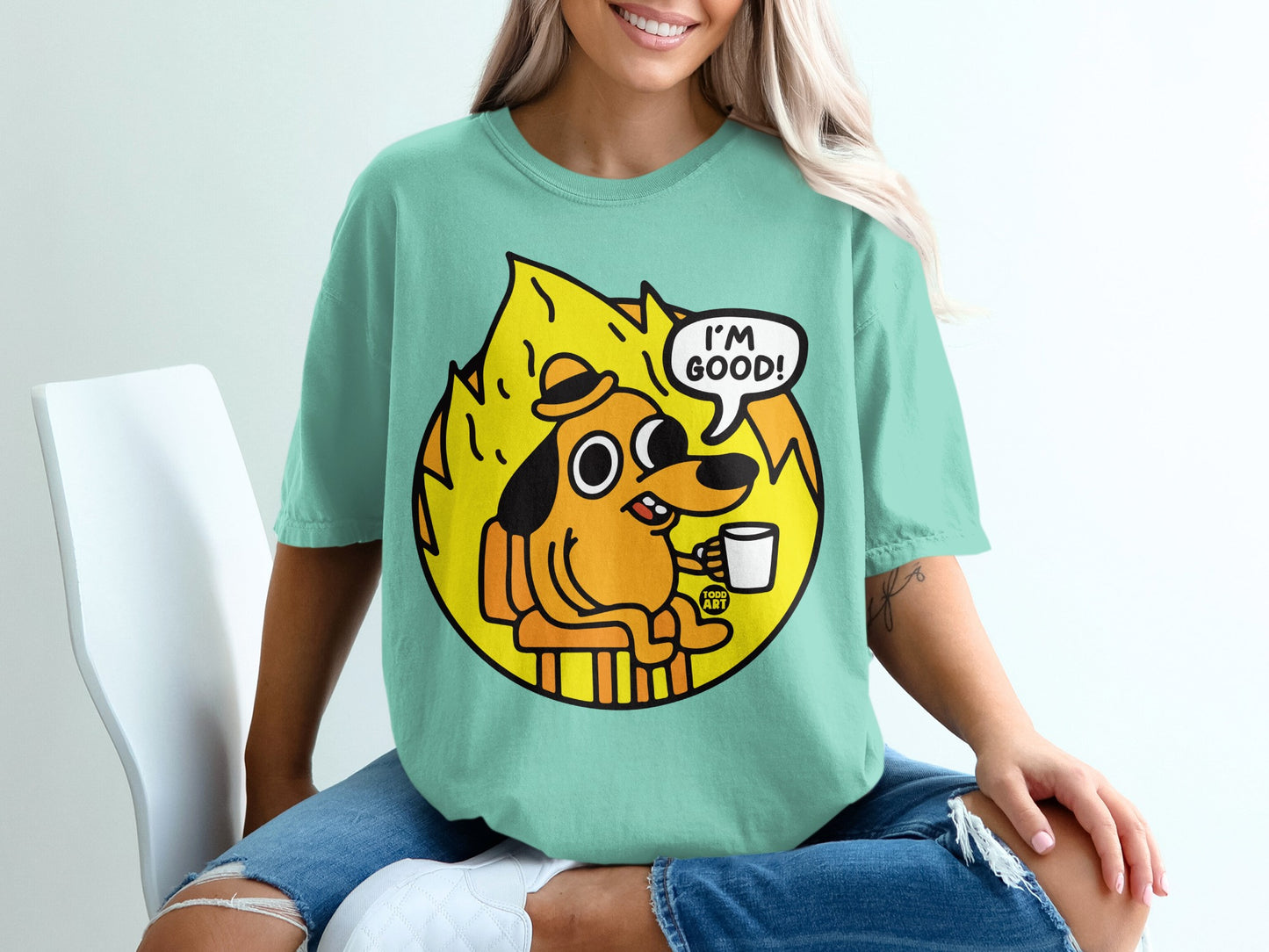 I'm Good Dog Cartoon Print Unisex Comfortable Shirt
