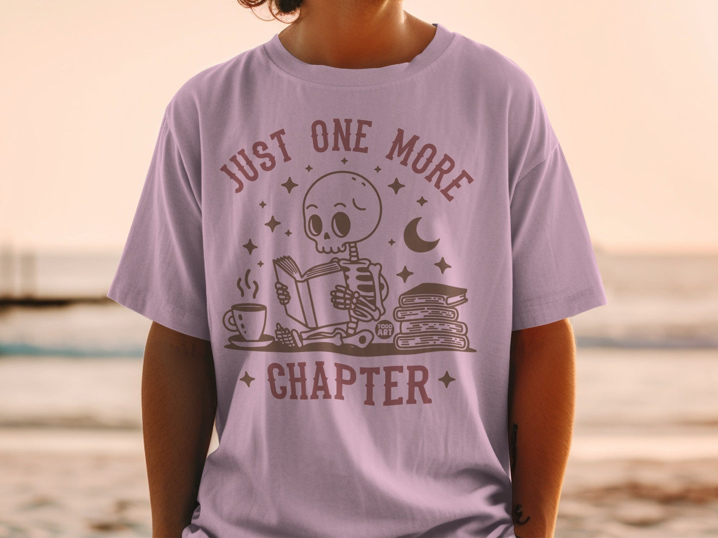 Just One More Chapter Skeleton Reading Graphic Tee