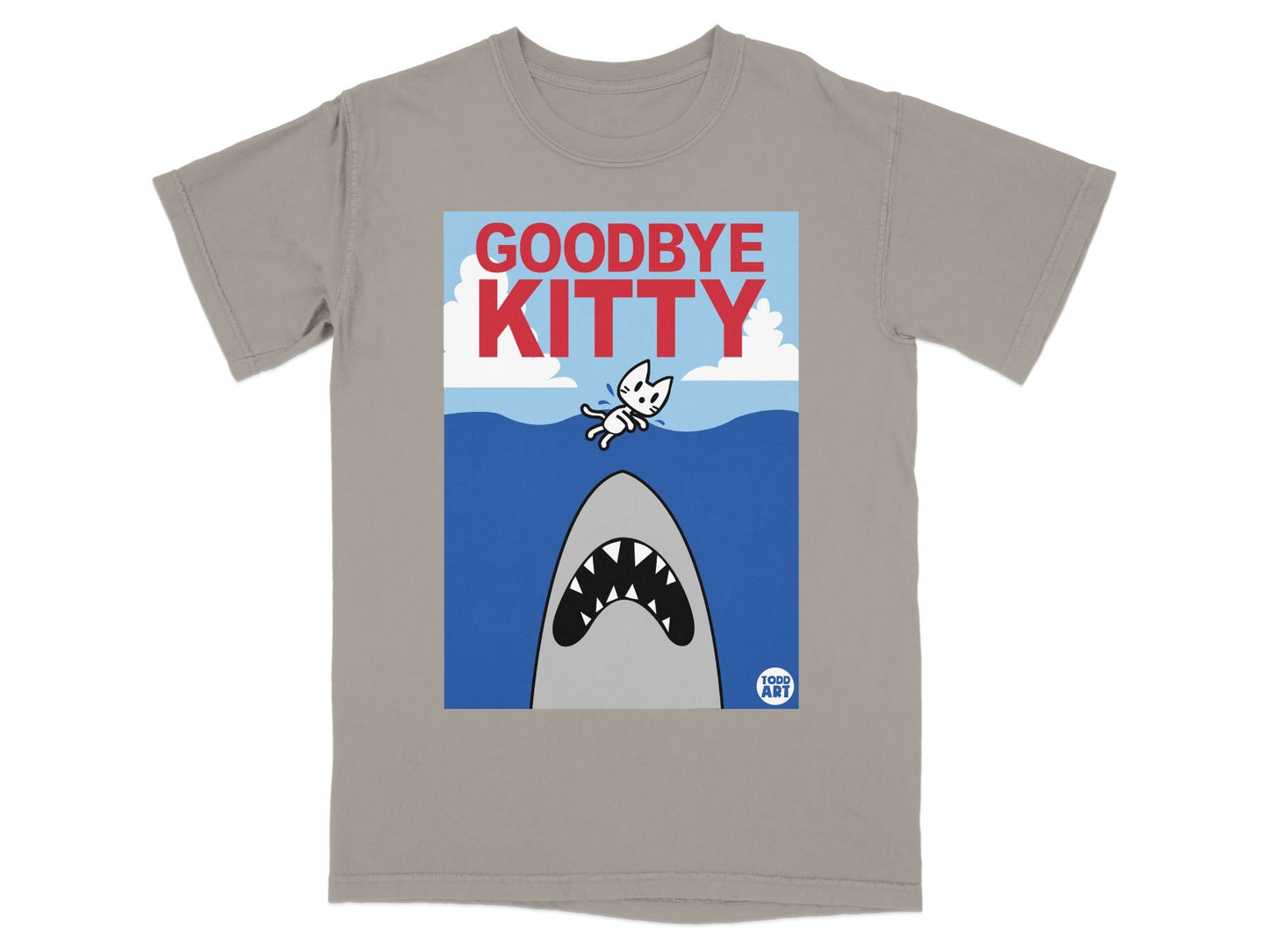 Goodbye Kitty Shark Attack Parody Todd Art T-Shirt