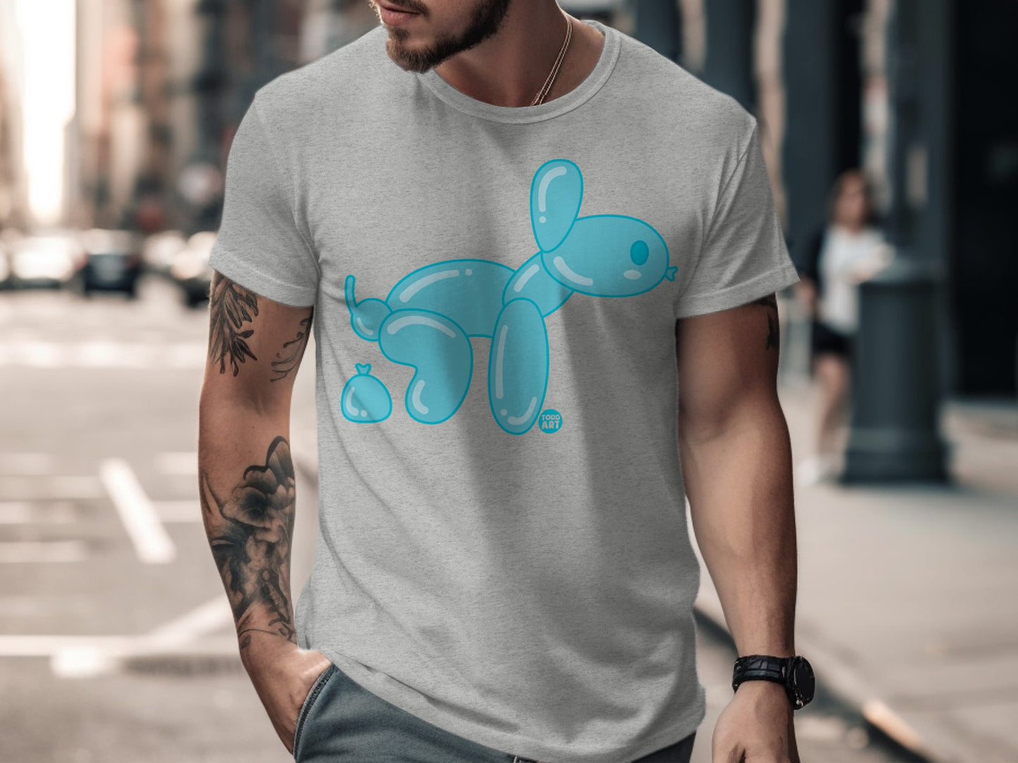 Stylish graphic tee featuring playful balloon animal