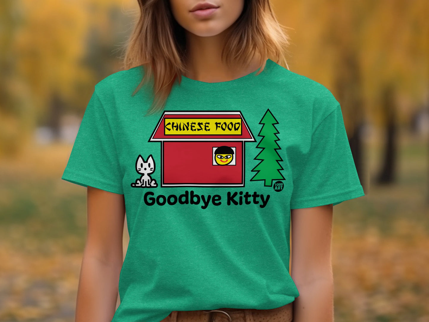 Funny Goodbye Kitty Chinese Food Meme T-Shirt