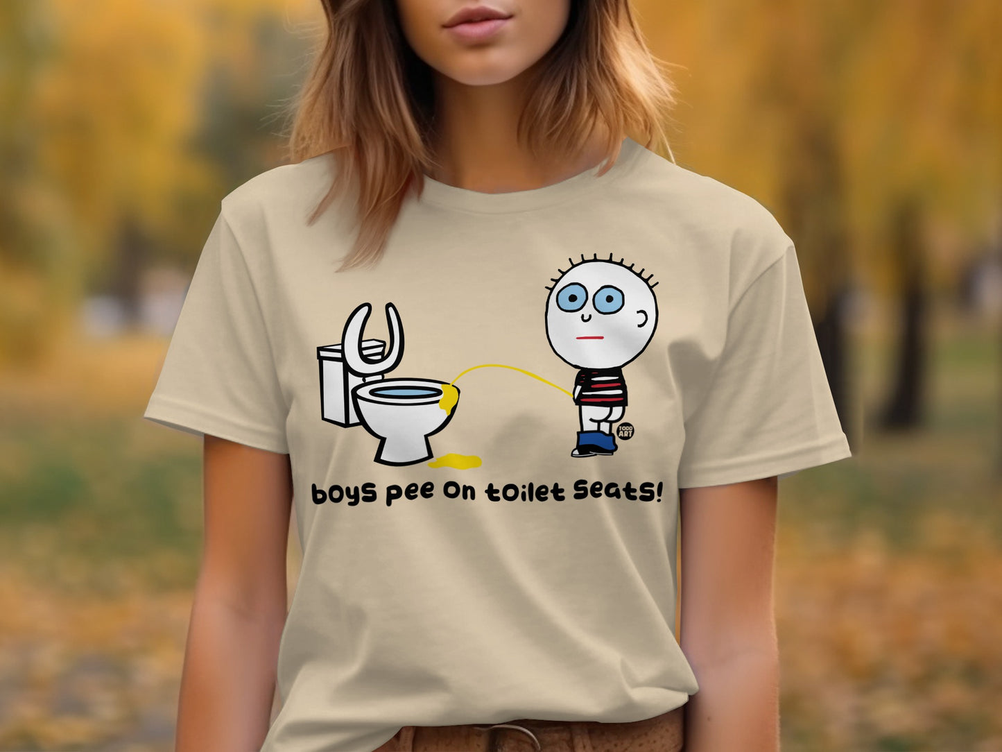 Boys Pee On Toilet Seats Funny Graphic Shirt