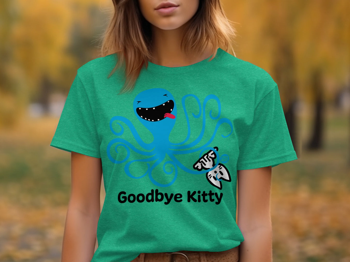 Funny Octopus Holding Tooth Goodbye Kitty T-shirt