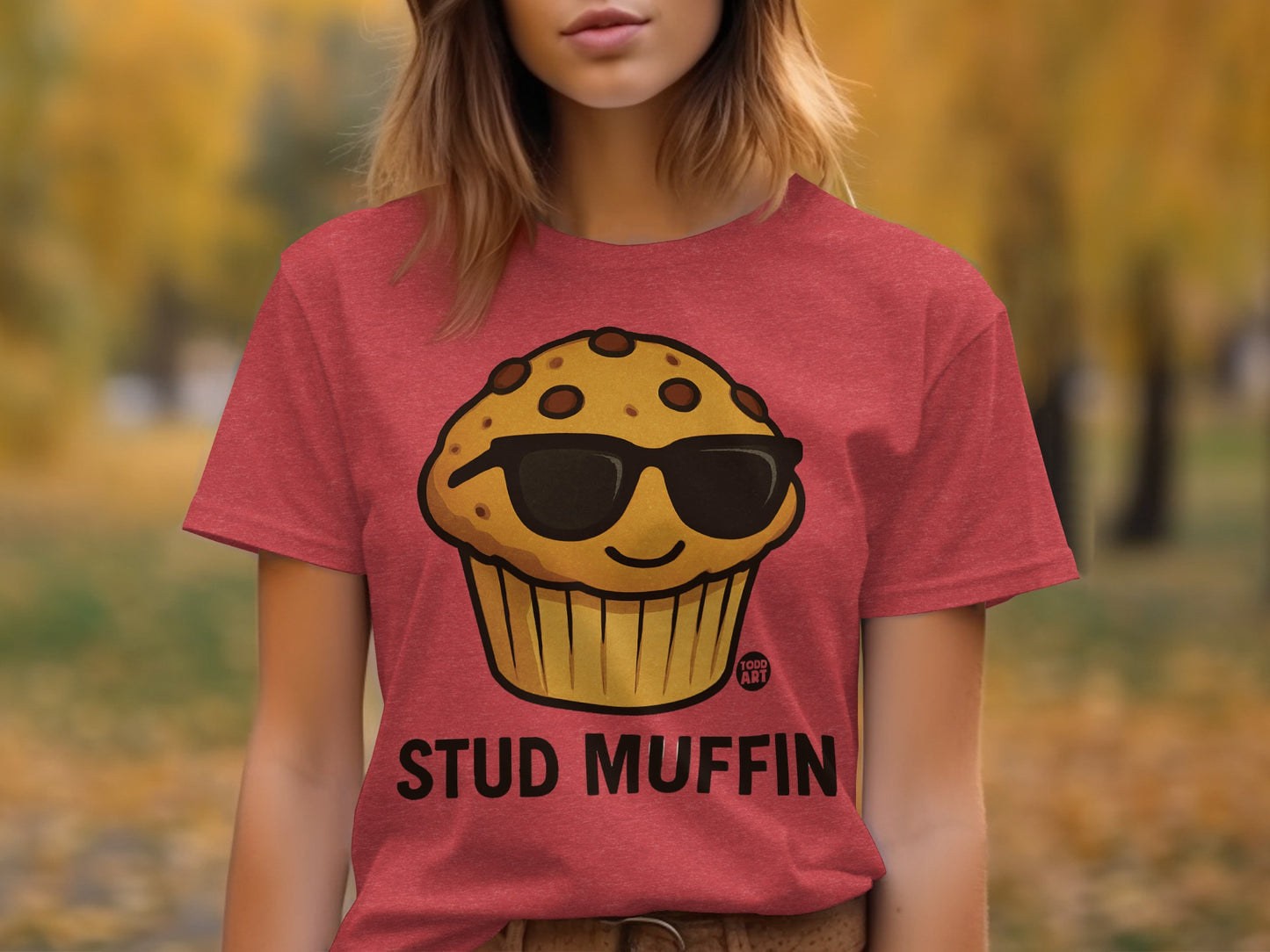 Stud Muffin Fun Graphic Red T-shirt