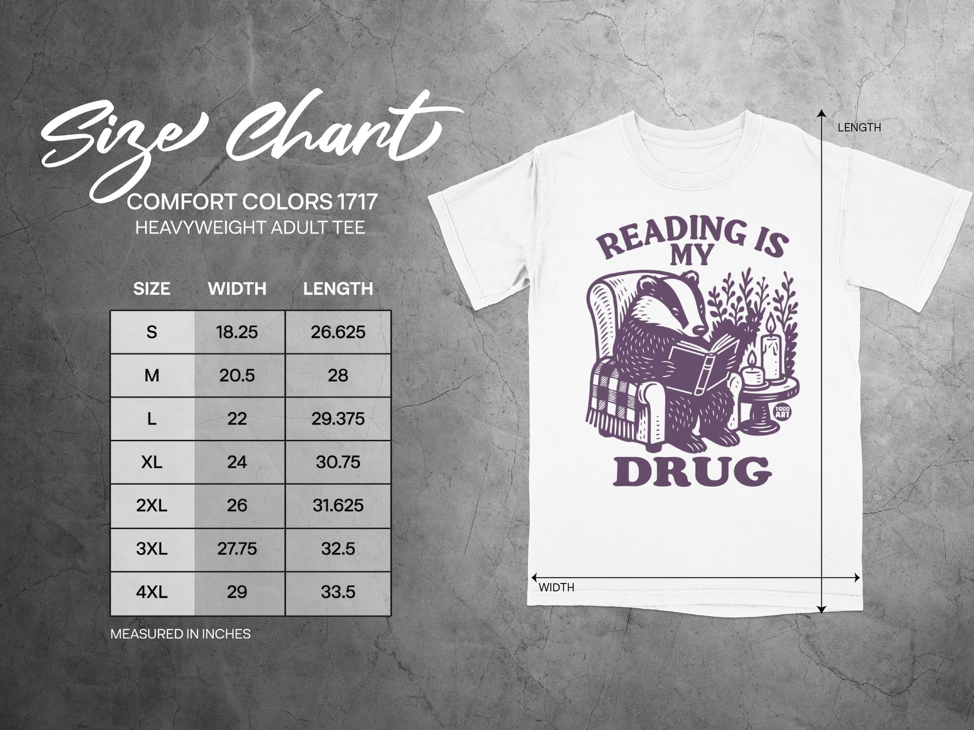 Reading Is My Drug Printed Design Heavyweight Adult Tee