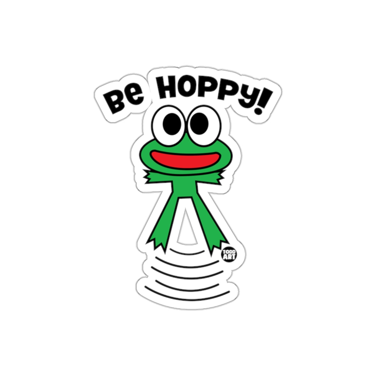 Be Hoppy Frog Cartoon Sticker Fun Design Sticker