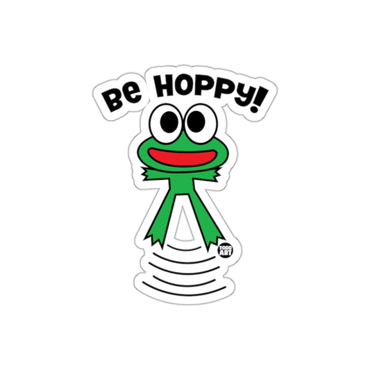 Be Hoppy Frog Cartoon Sticker Fun Design Sticker