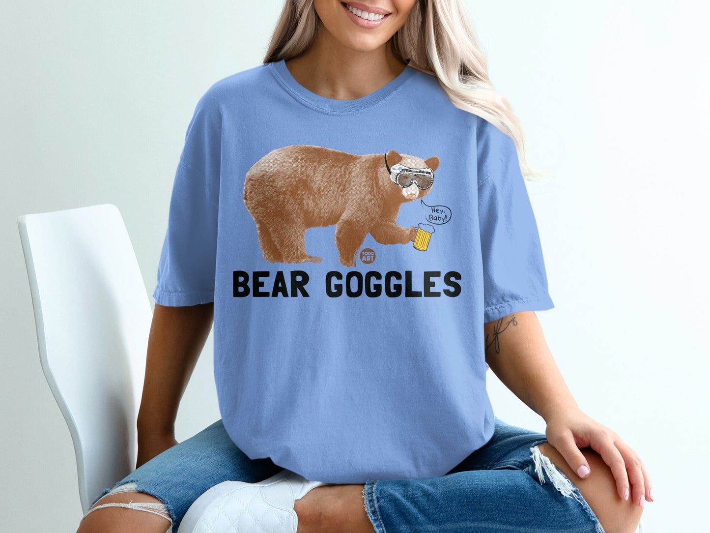 Bear Goggles Graphic T-Shirt Comical Bear Design