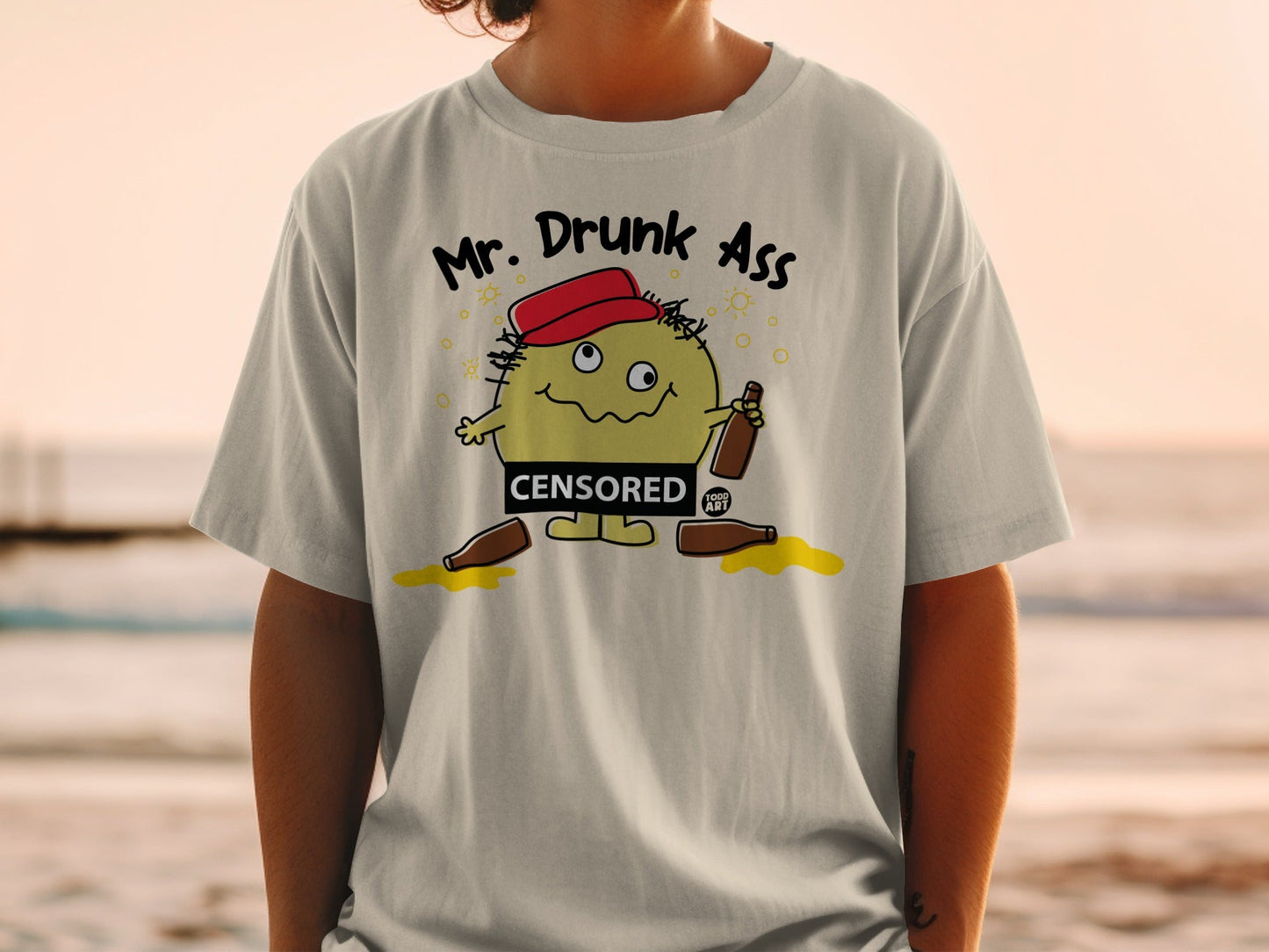 Mr. Drunk Ass Censored Funny Graphic T-shirt