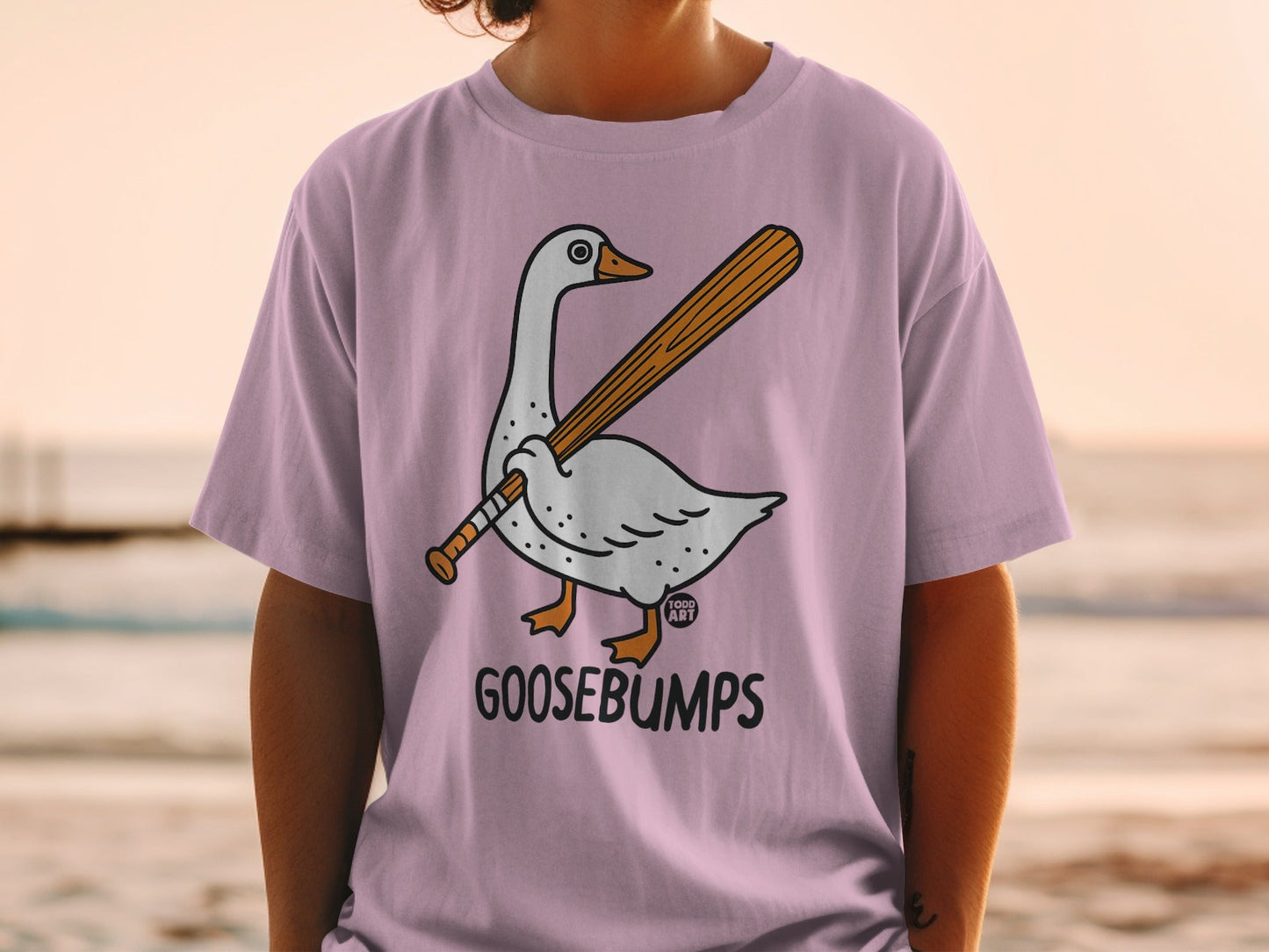 Goosebumps Duck with Bat Fun Graphic T-Shirt