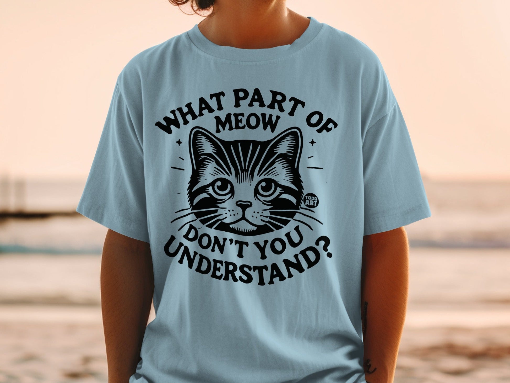 Cute Cat Meow Illustration T-Shirt for Animal Lovers