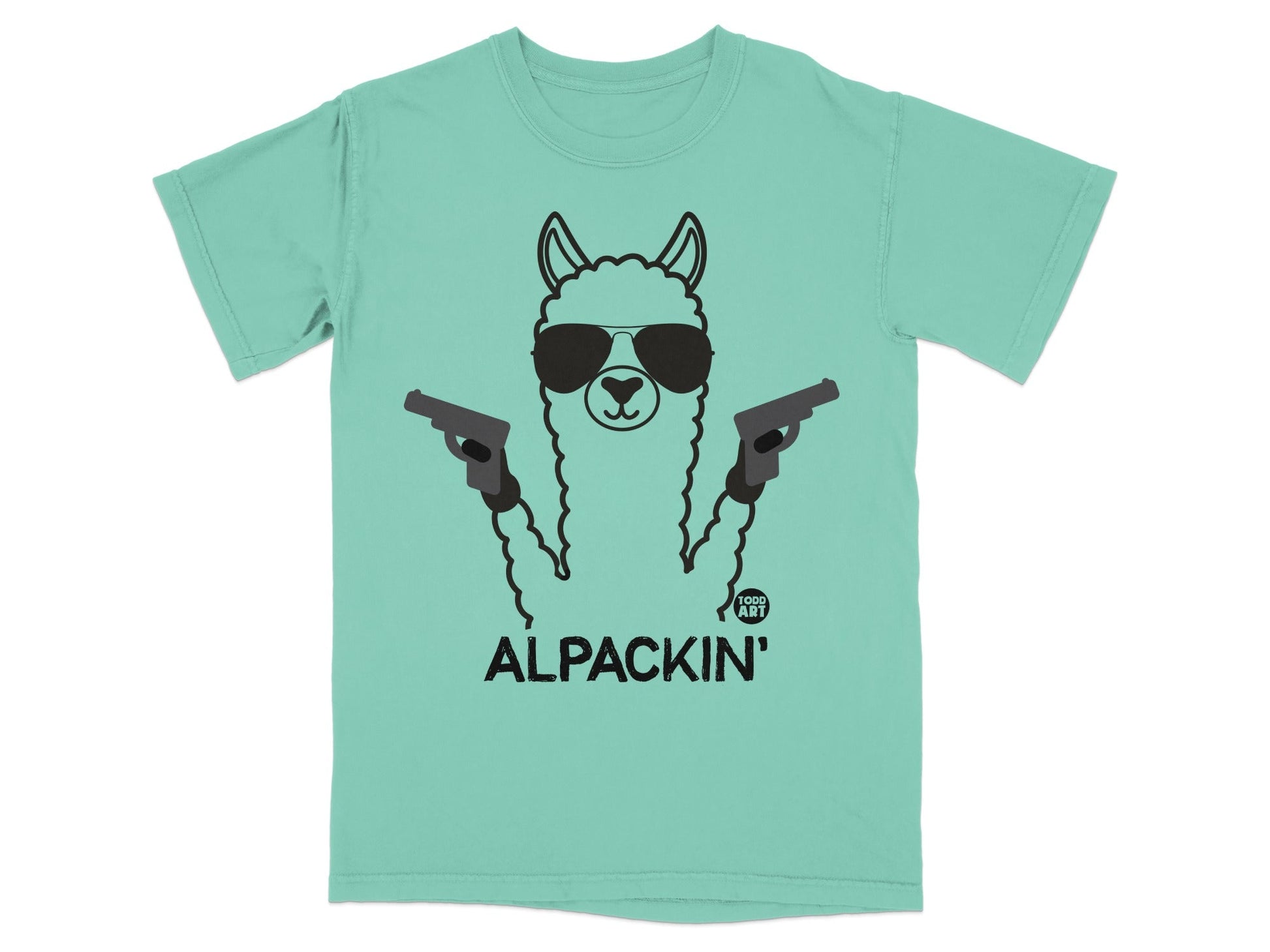 Funny Alpaca Alpackin' with Guns Graphic T-Shirt