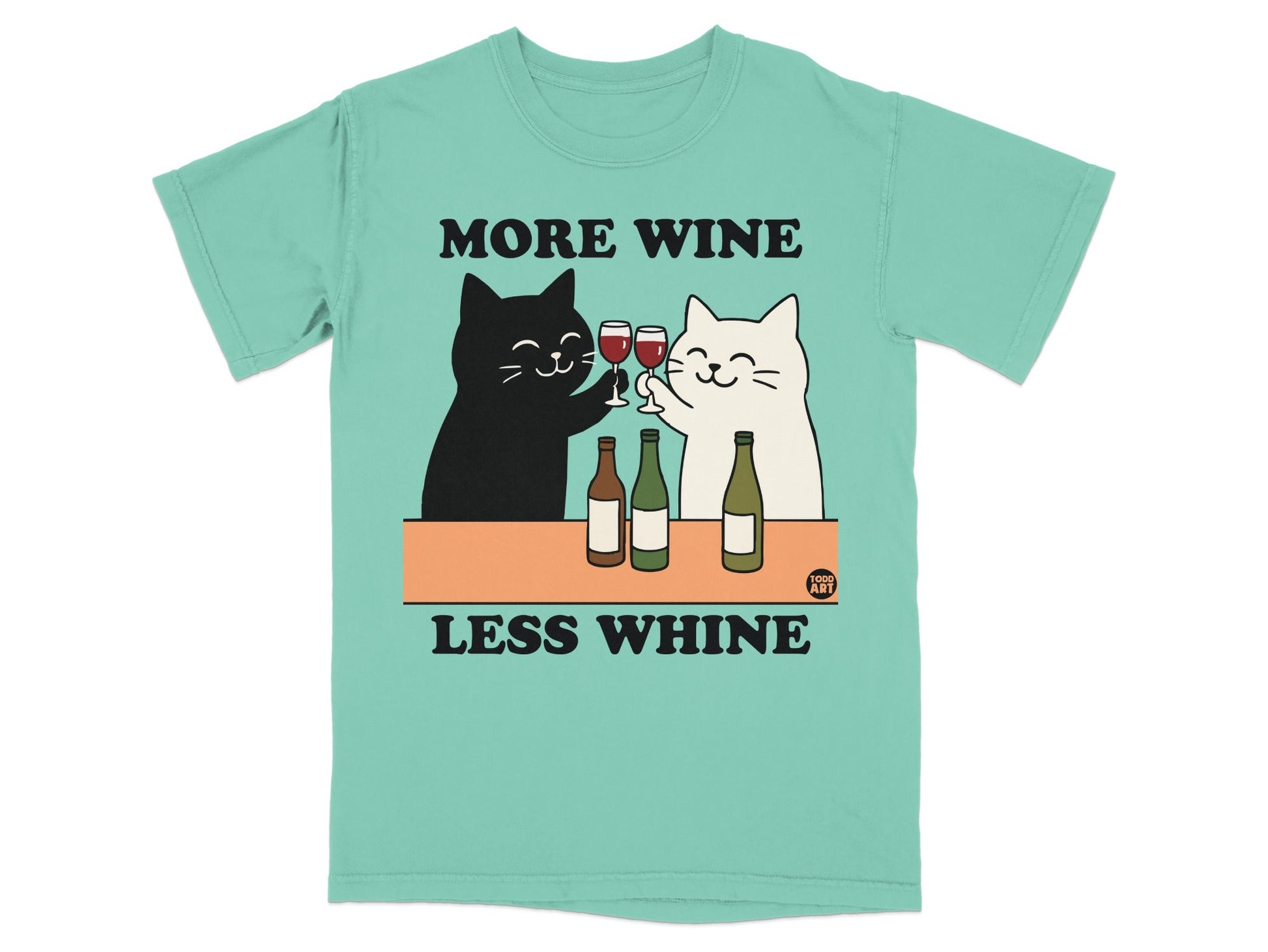 More Wine Less Whine Cute Cat Graphic T-Shirt