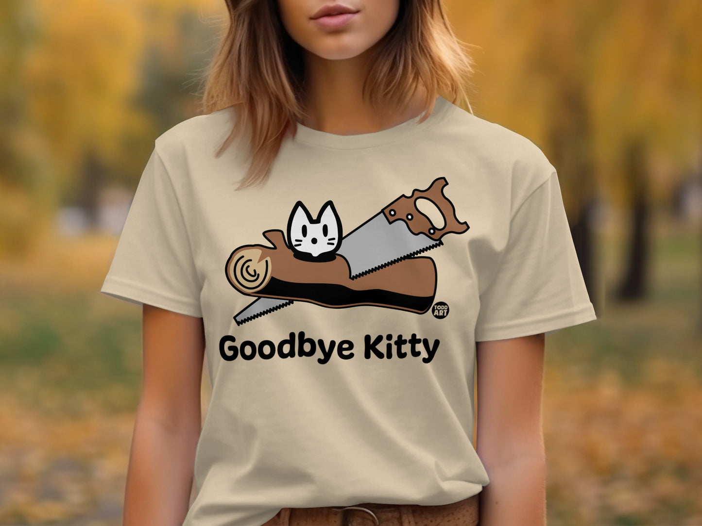 Goodbye Kitty Graphic T-Shirt with Cute Illustration