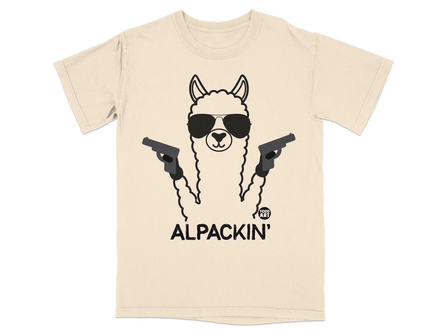 Alpaca With Sunglasses and Pistols Graphics T-Shirt