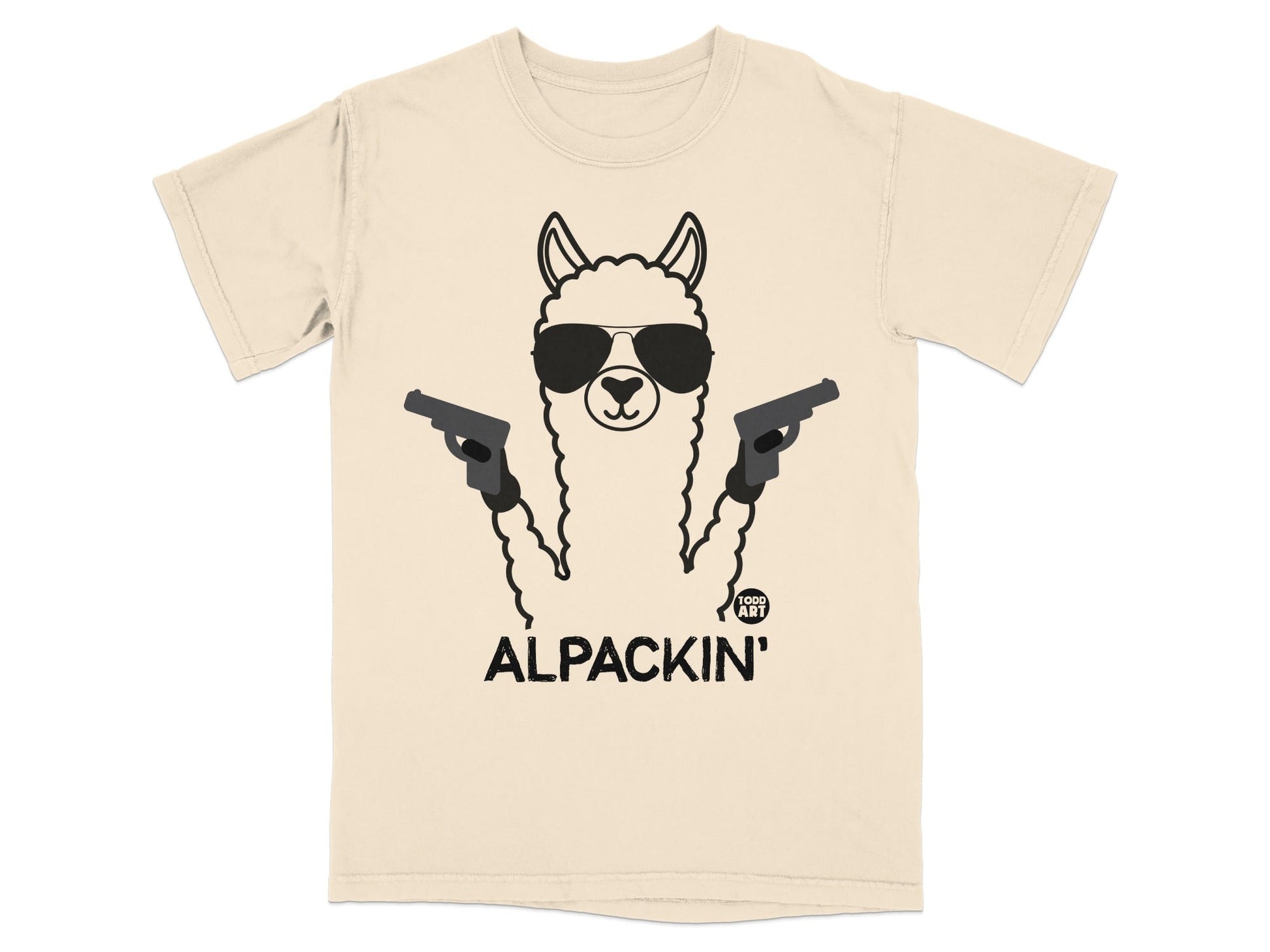 Alpaca With Sunglasses and Pistols Graphics T-Shirt