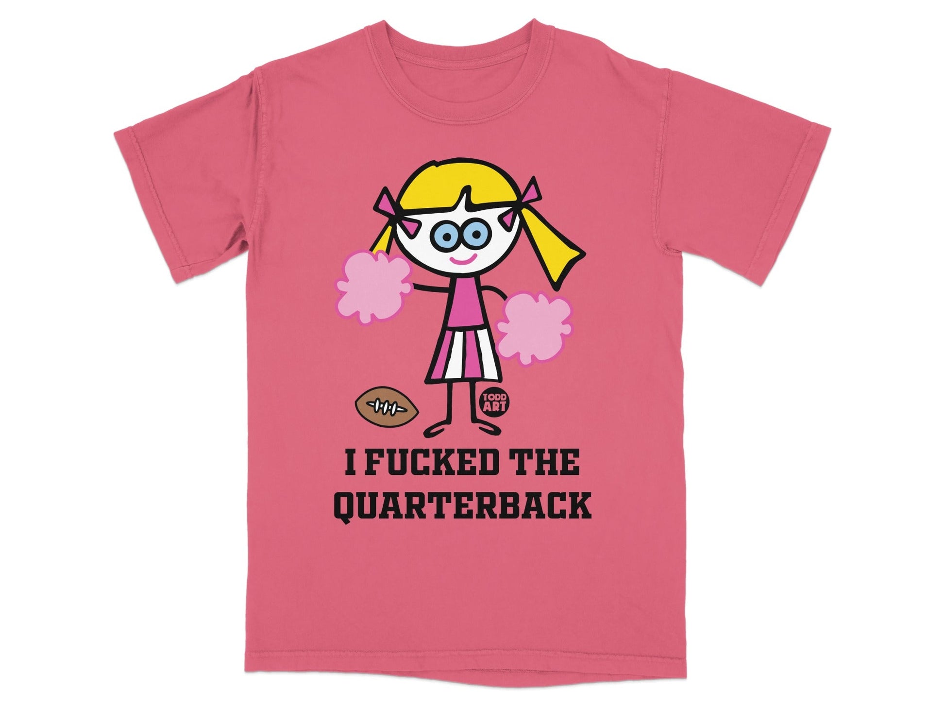 Funny Cartoon Cheerleader Designs T-Shirt with Quote