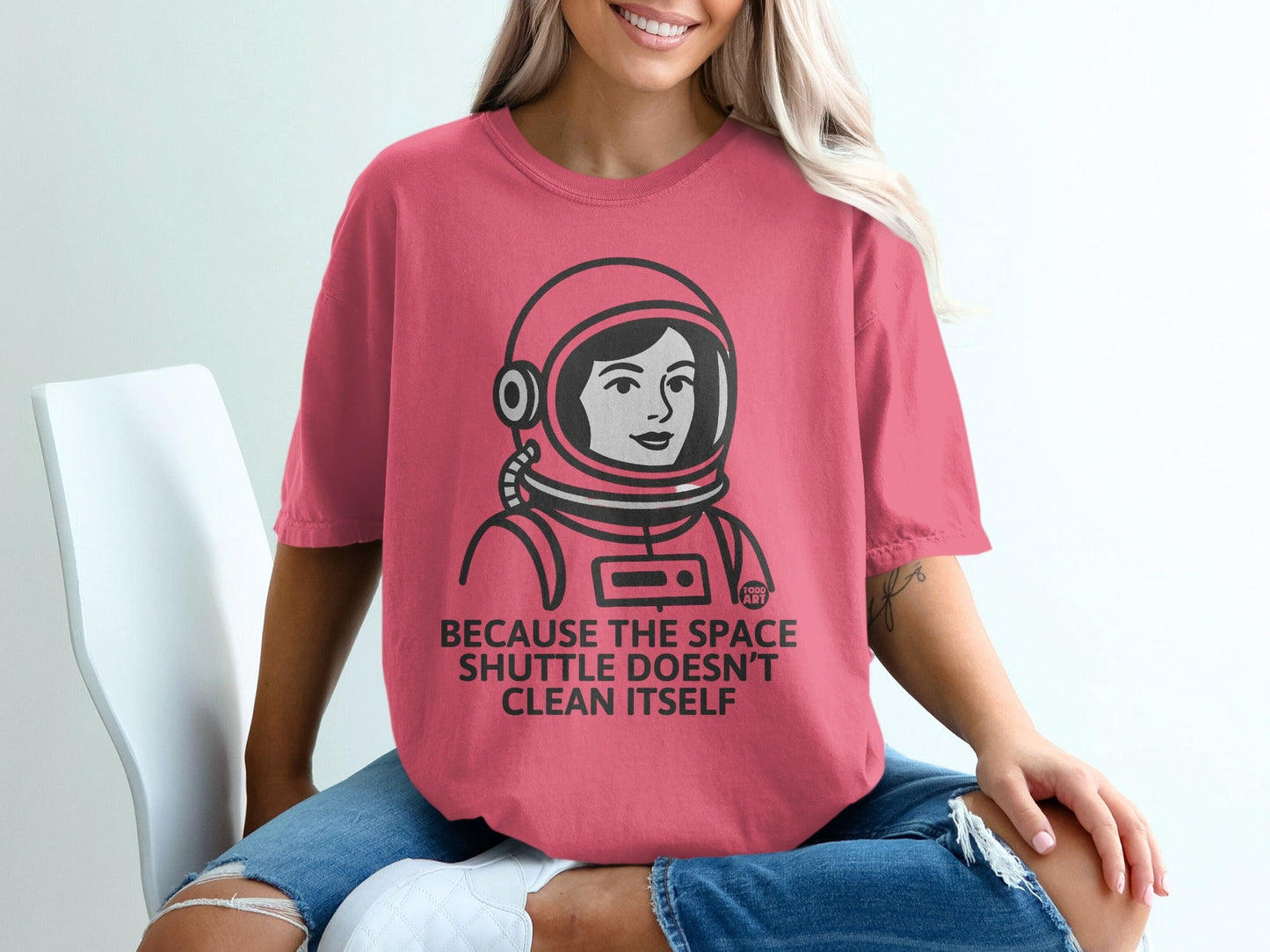 Funny Astronaut Graphic Tee Because Space Shuttle Design