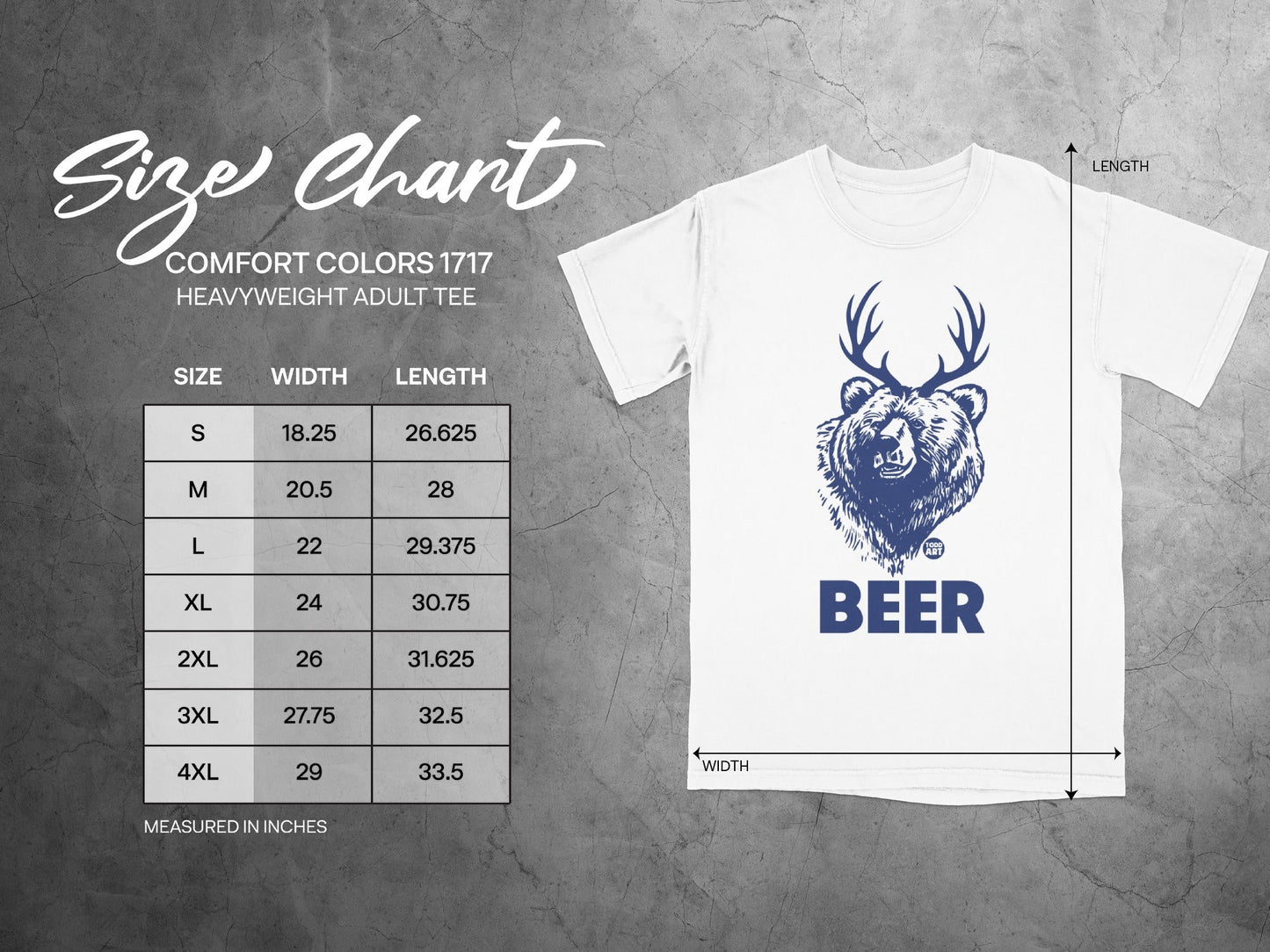 Bear With Antlers Beer Graphic Heavyweight Adult Tee