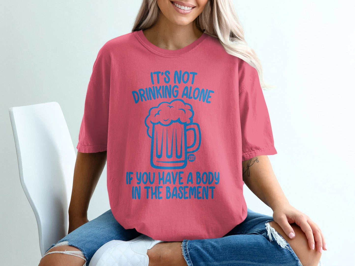 It's Not Drinking Alone Funny Printed Shirt