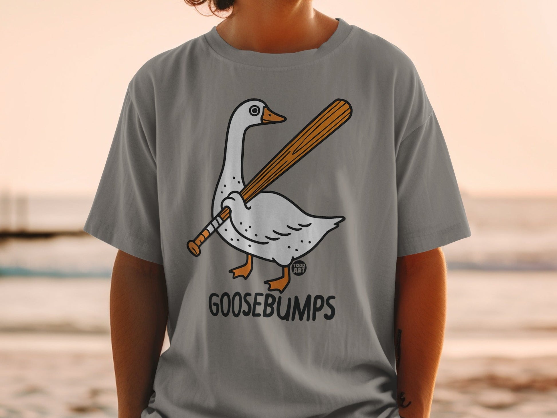 Goosebumps Goose with Baseball Bat T-Shirt
