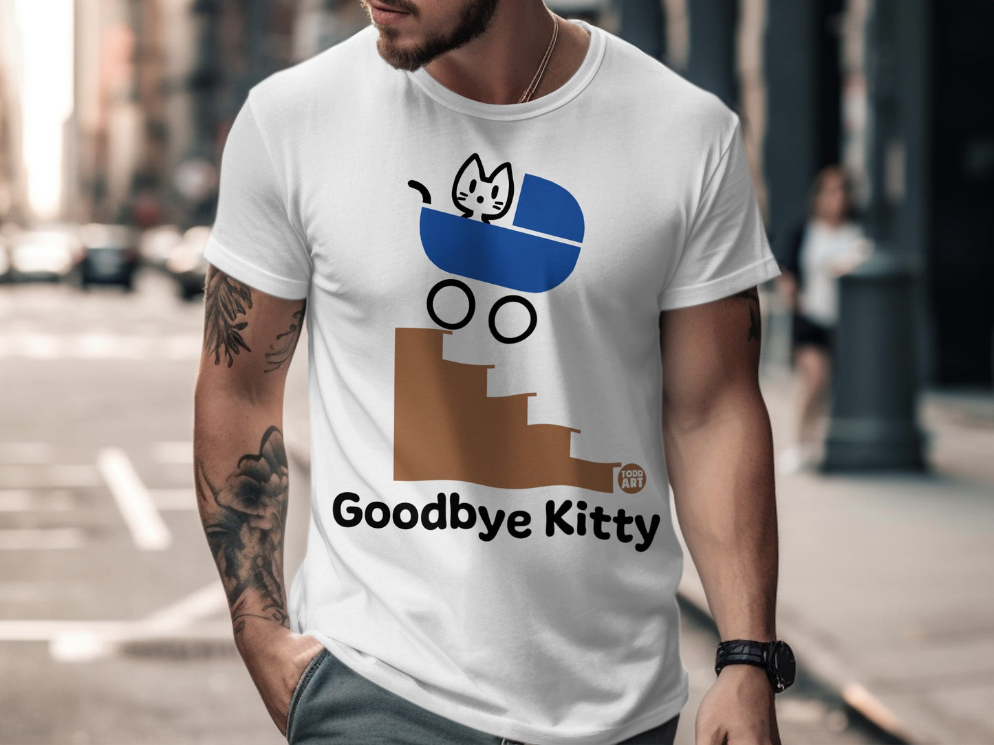Unique Graphic Goodbye Kitty Themed T-Shirt