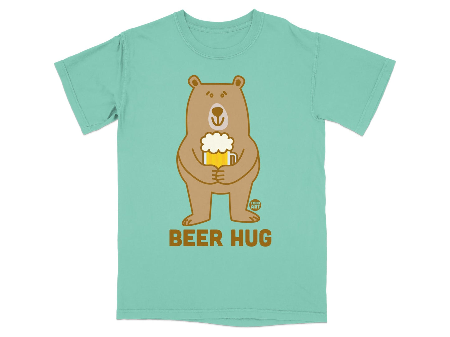 Beer Hug Funny Bear Graphic T-Shirt for Adults