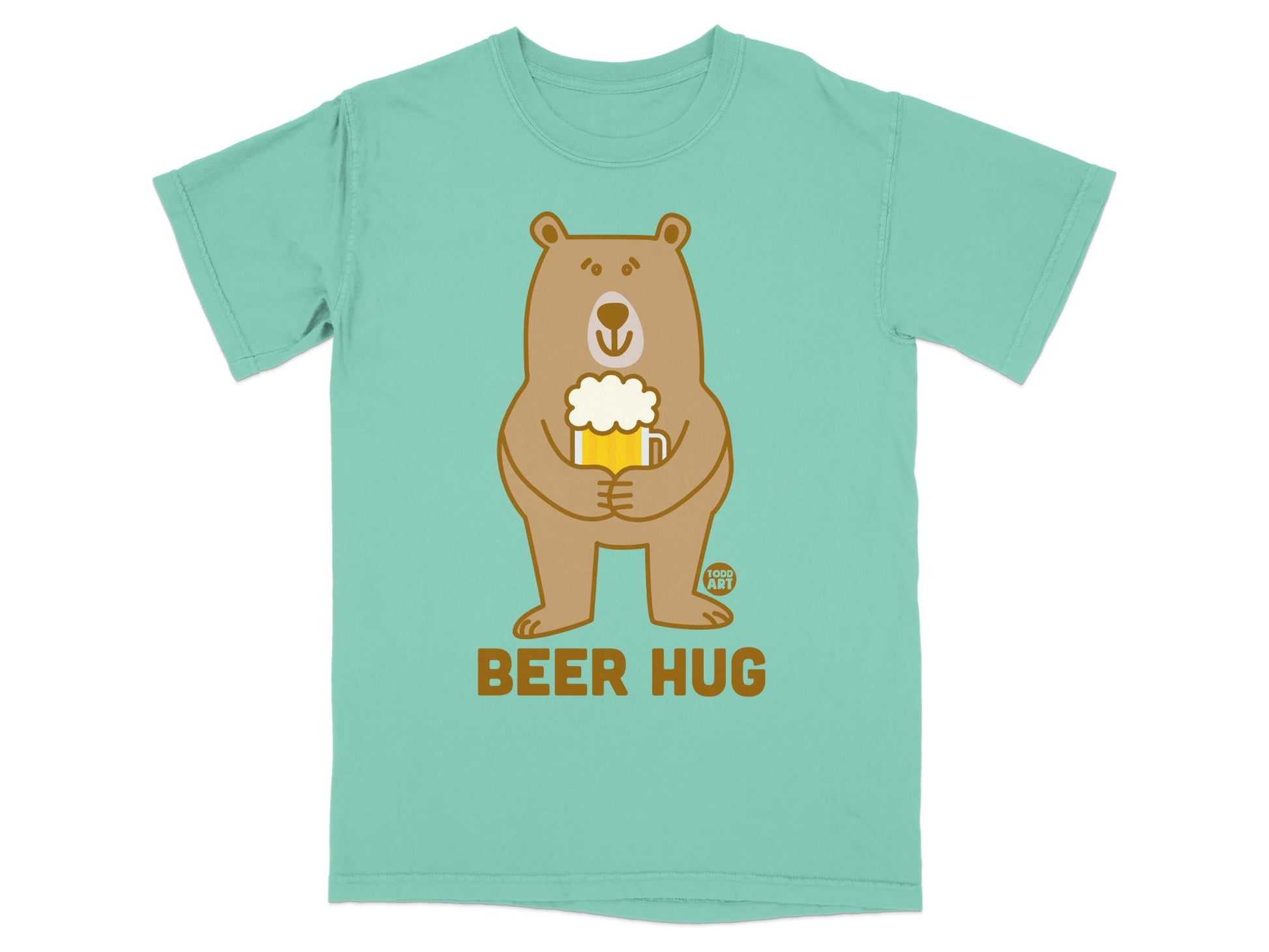 Beer Hug Funny Bear Graphic T-Shirt for Adults