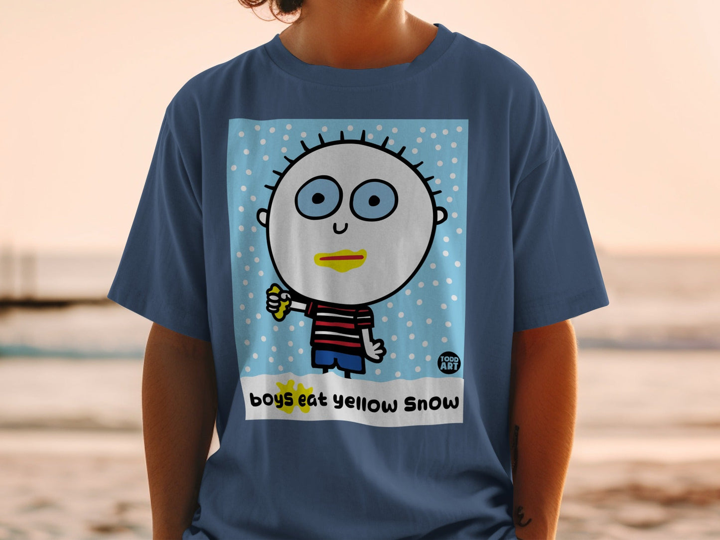 Boys Eat Yellow Snow Cartoon Graphic T-shirt