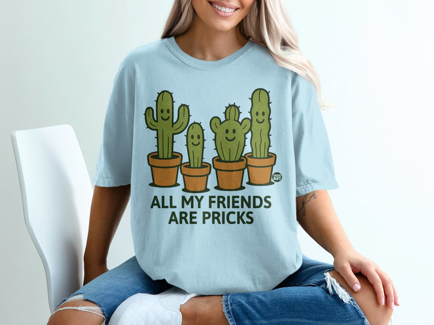 All My Friends Are Pricks Cactus Graphic T-shirt