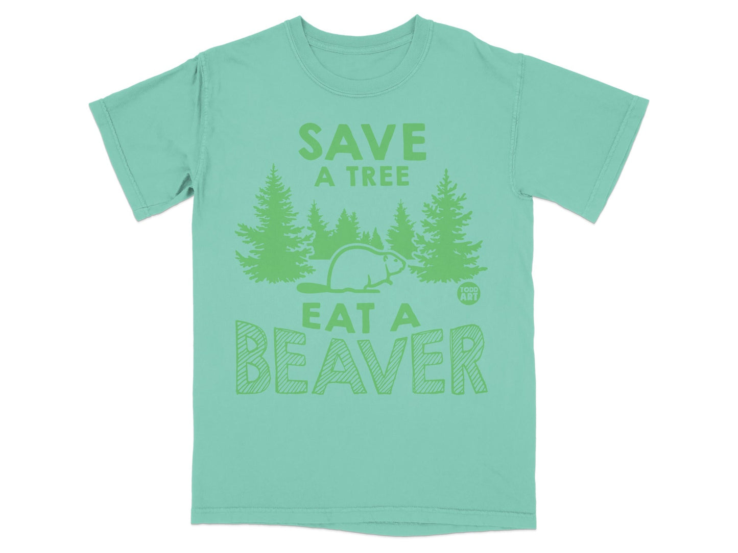 Save A Tree Eat A Beaver Graphic Tee Shirt