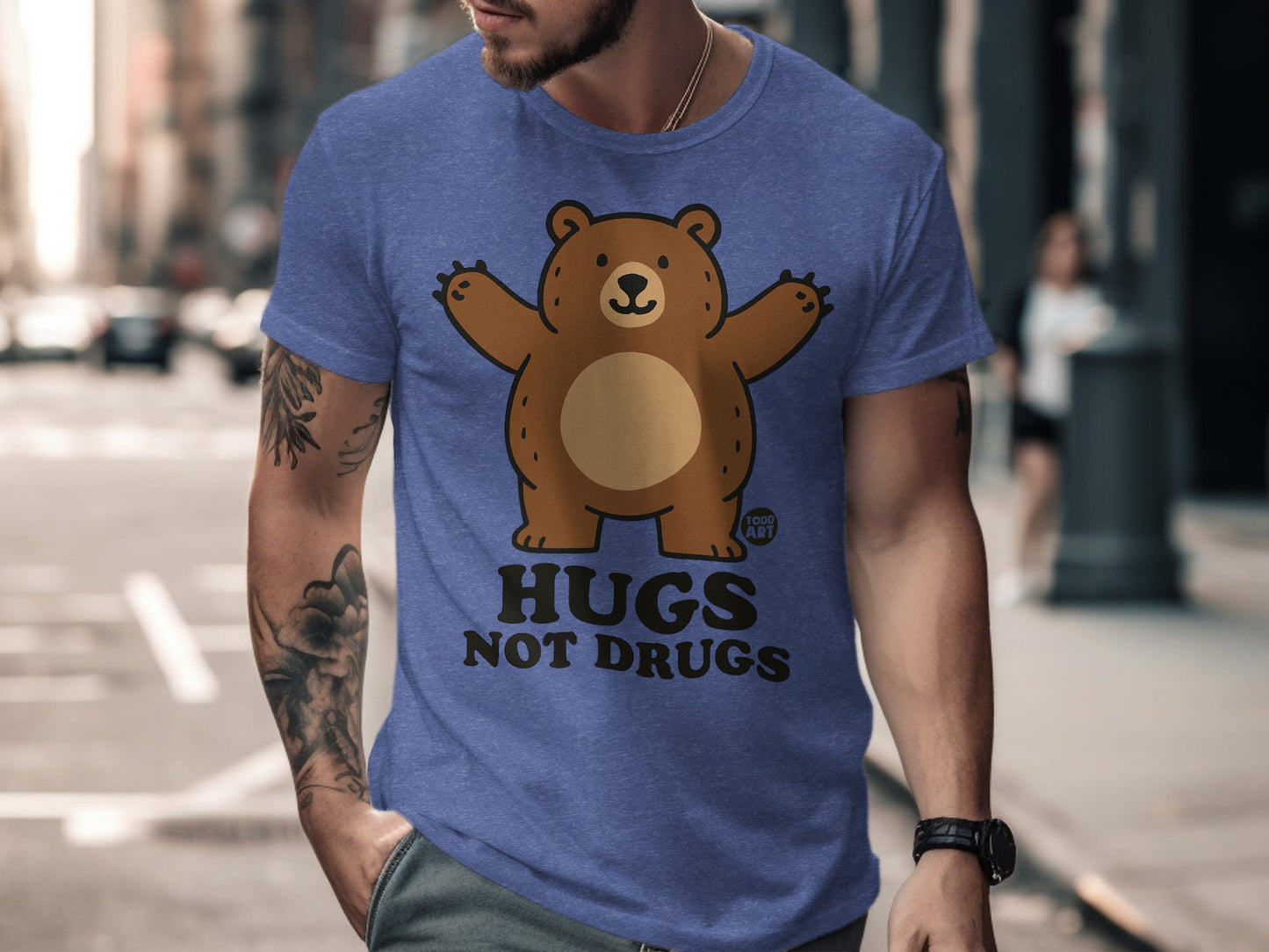 Hugs Not Drugs Cute Bear Graphic T-Shirt