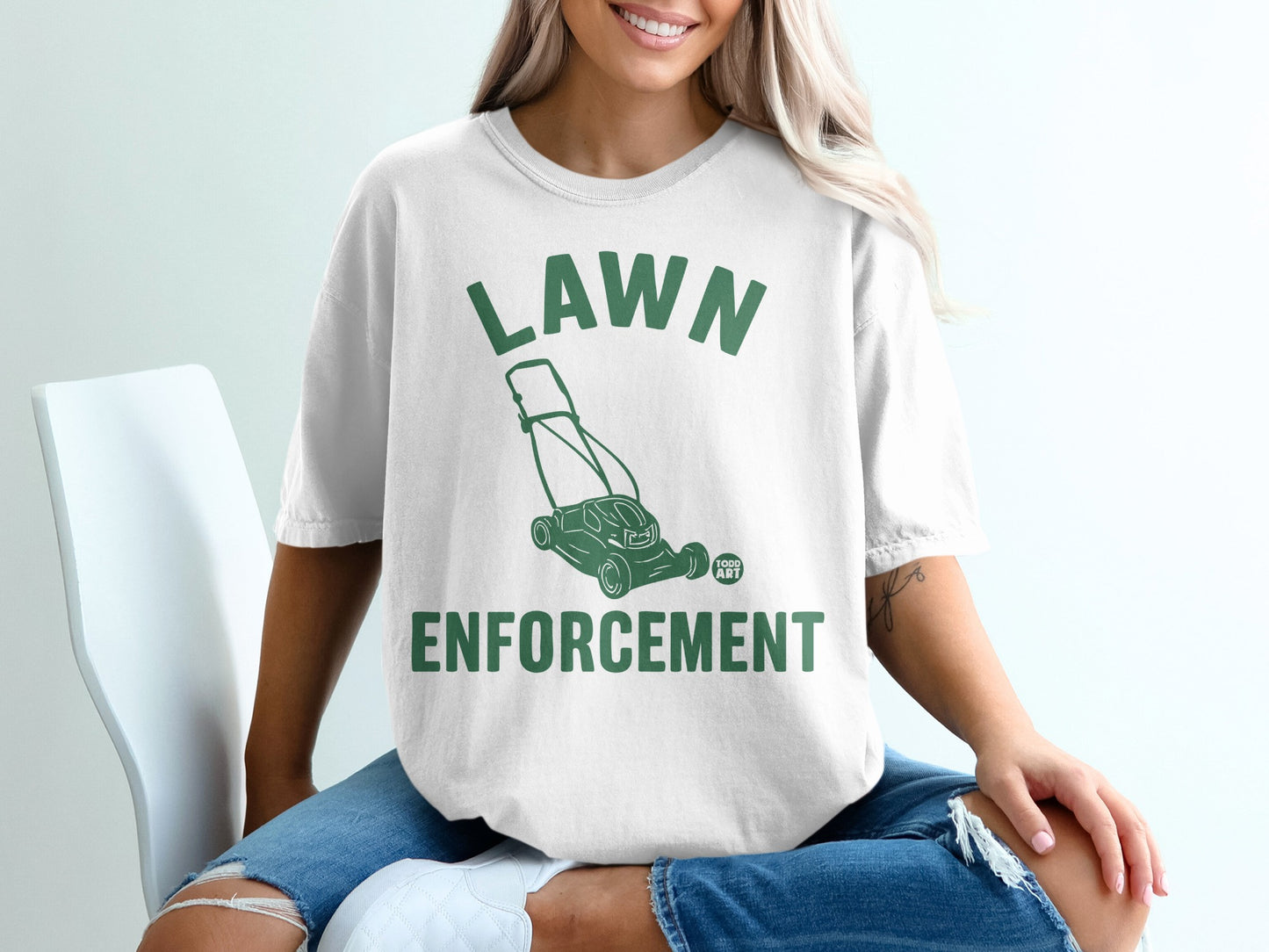LAWN ENFORCEMENT Lawnmower Graphic Funny Quote product type