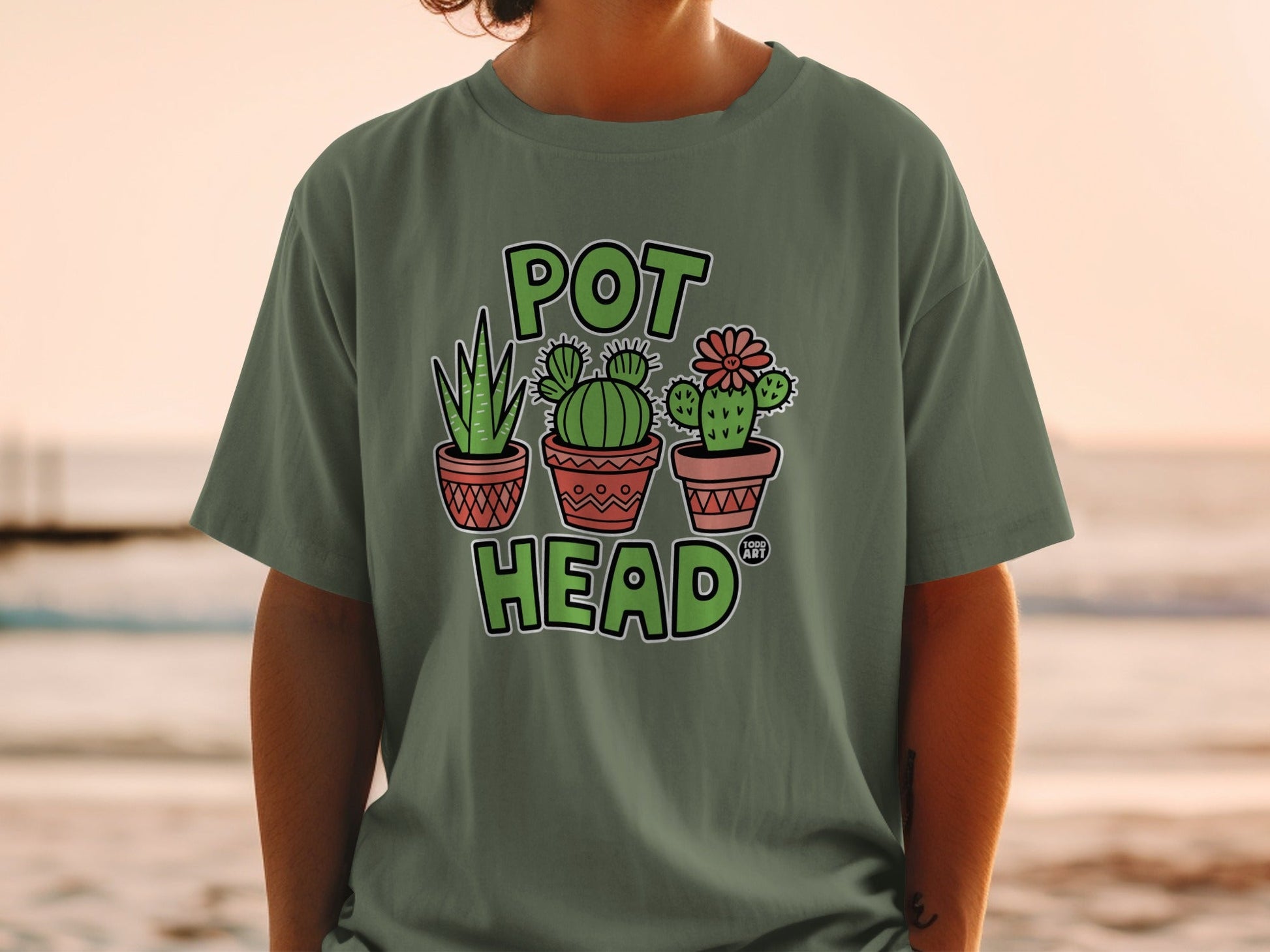 Pot Head Funny Succulent Plant Graphic T-Shirt