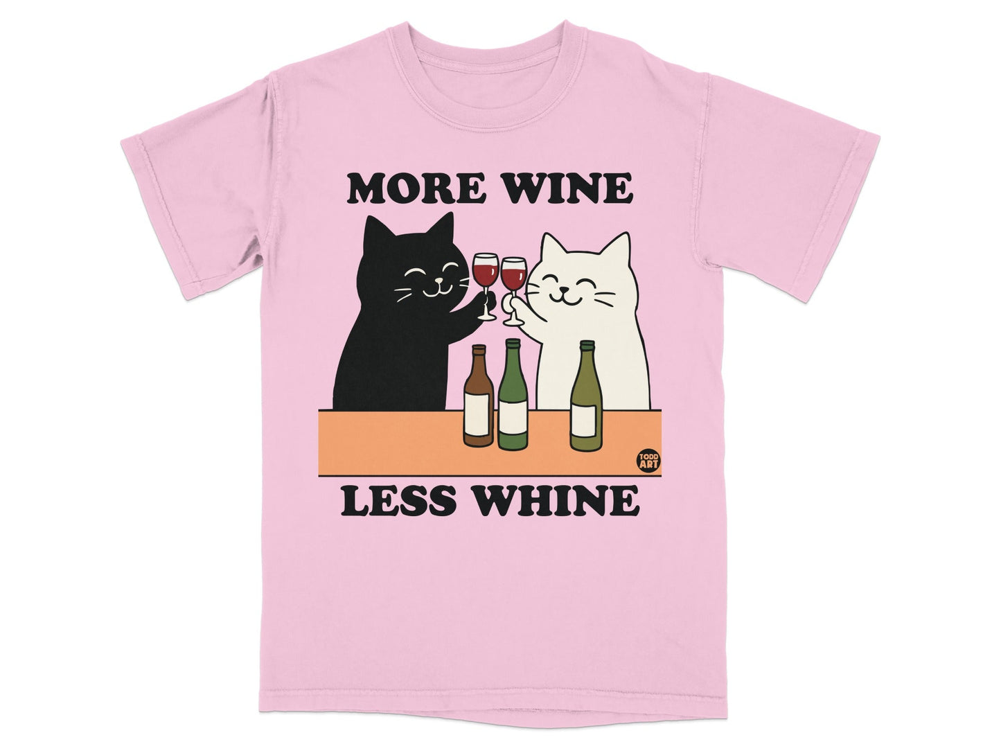 More Wine Less Whine Funny Cat Design T-Shirt