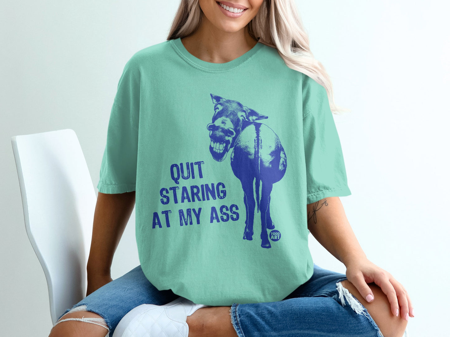 Quit Staring At My Ass Funny Graphic T-Shirt