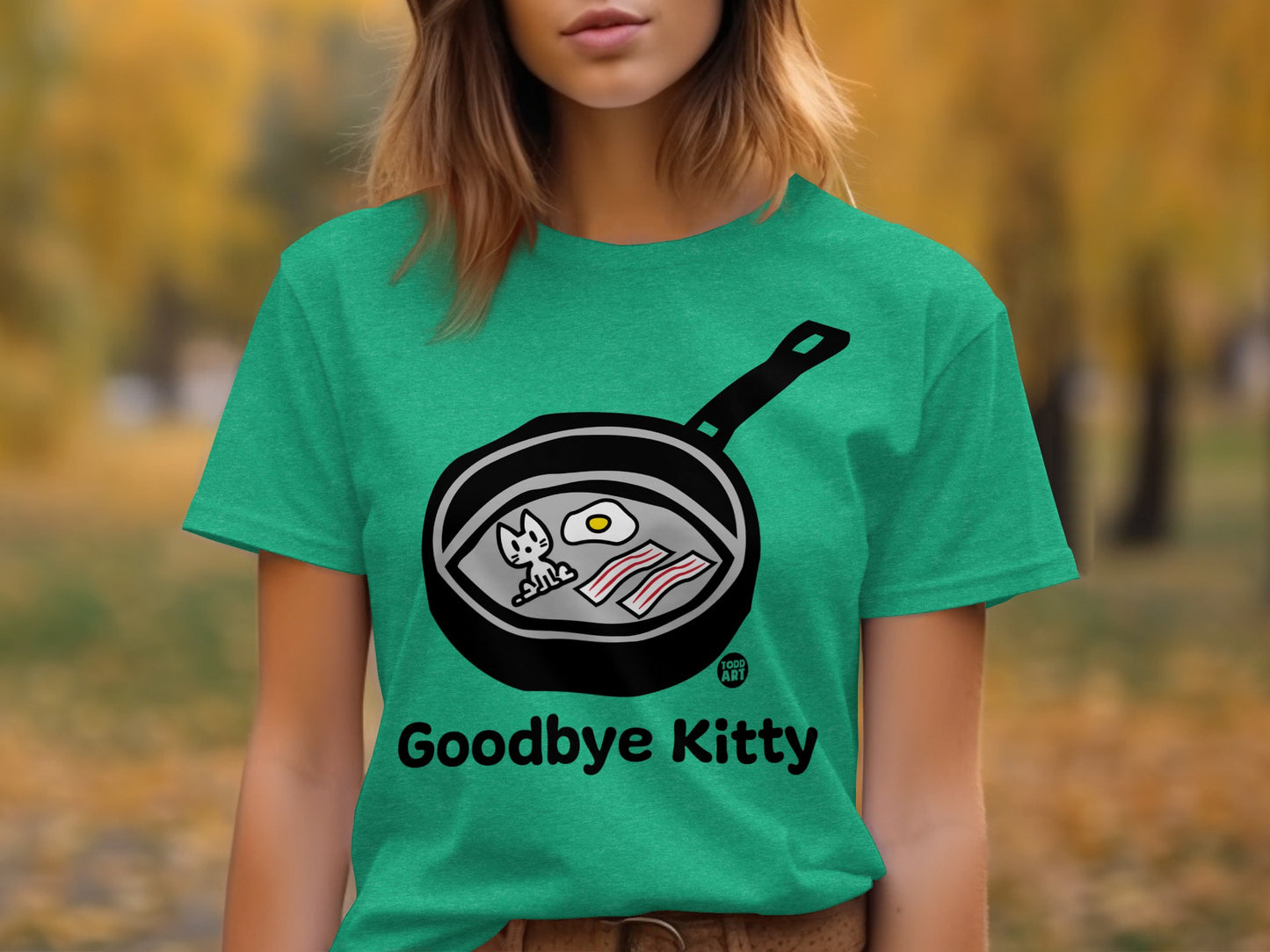 Goodbye Kitty Graphic T-Shirt with Cute Cartoon Art