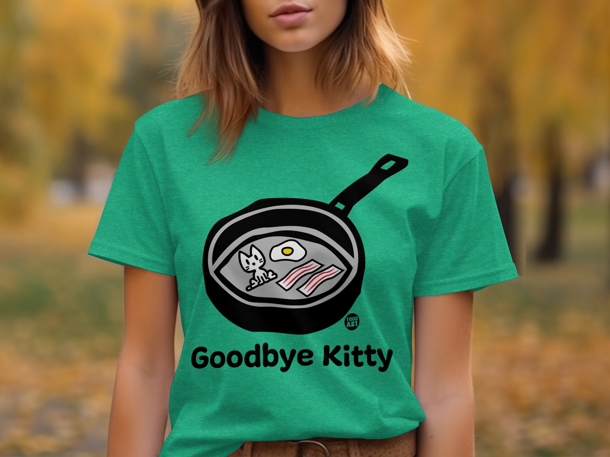 Goodbye Kitty Graphic T-Shirt with Cute Cartoon Art