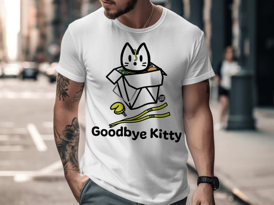 Funny Goodbye Kitty T-shirt with Unique Box Design