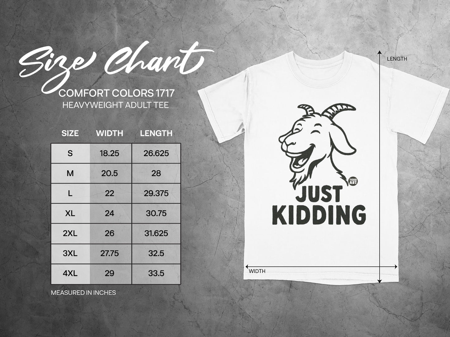 Just Kidding Goat Graphic Heavyweight Adult Tee
