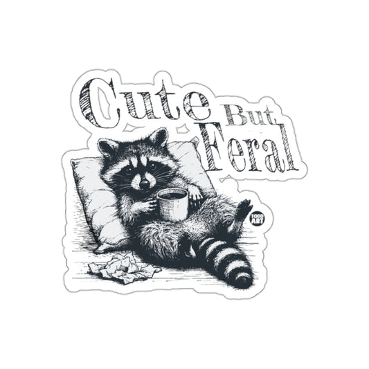Cute But Feral Todd Art Raccoon Resting Design sticker