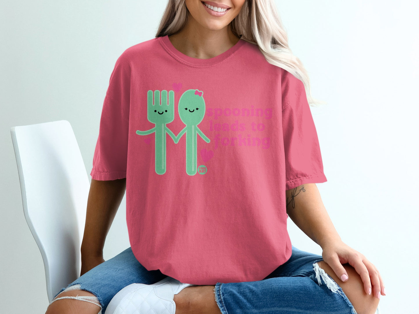 Cute Fork Spoon Characters Spooning Leads To Forking product type