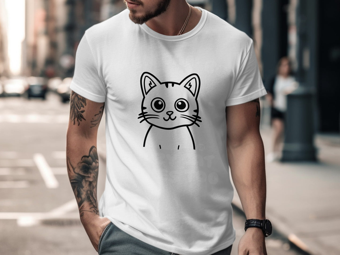 Adorable Cat Illustration T-Shirt for Cat Lovers